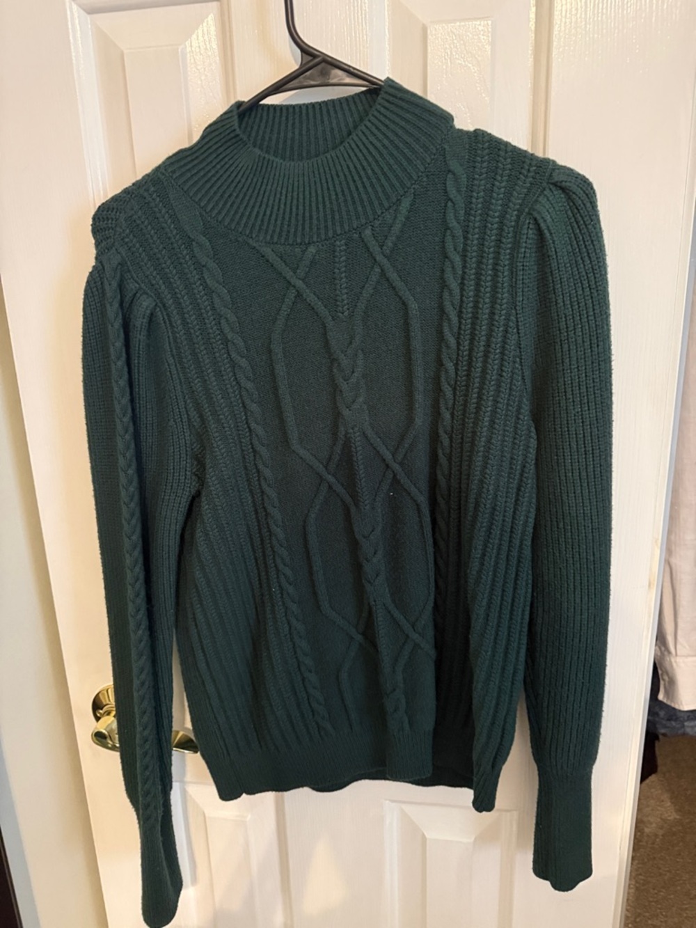 Catherine Malandrino Forest Green Cable Turtleneck Sweater